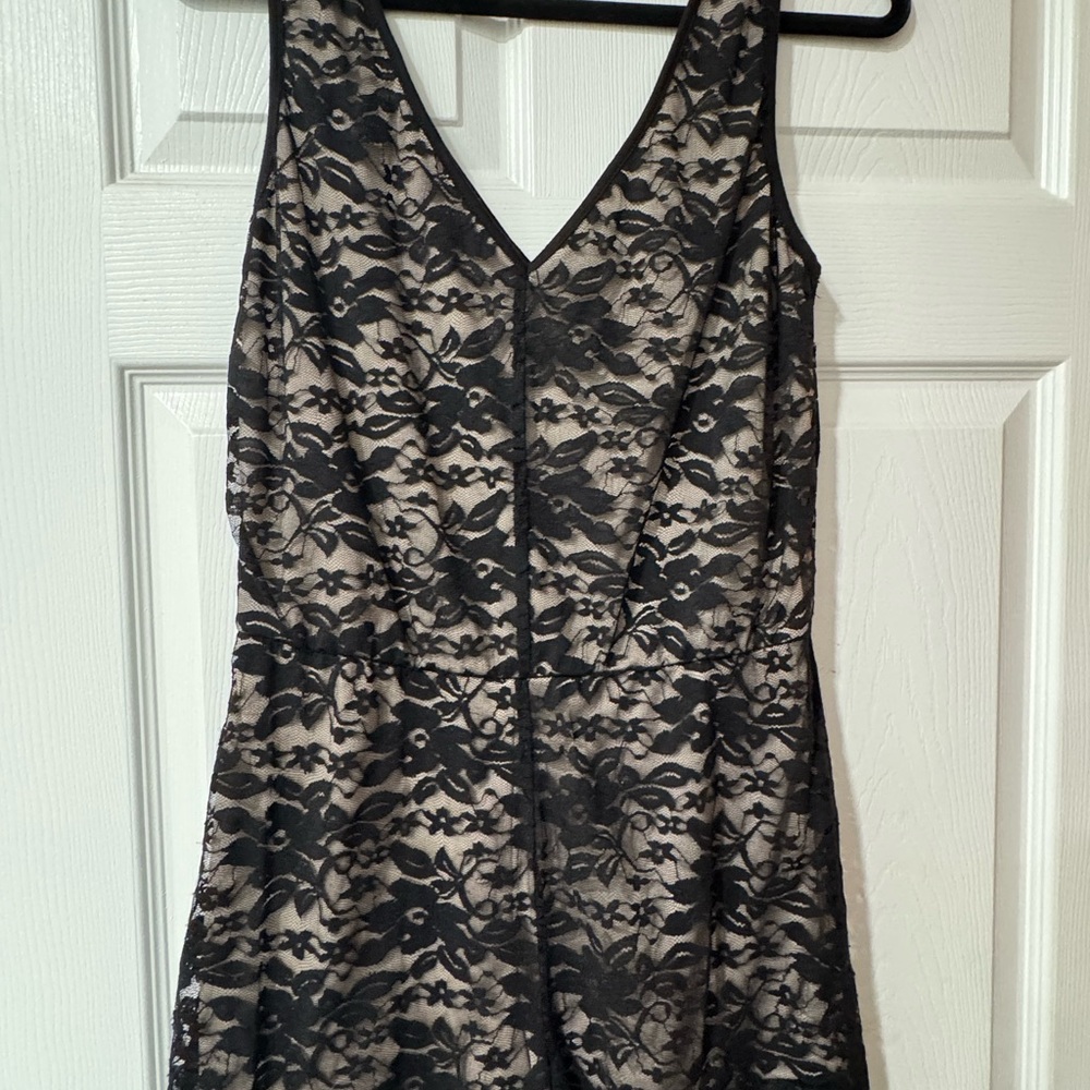 Body Central Black and Nude Lace Romper